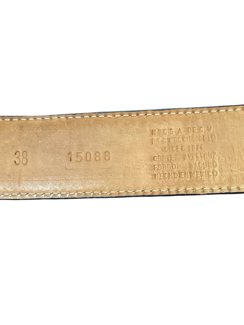 Belt By Cuadra Genuine Ostrich Skin Mens Size 38 Black With Metal Buckle 15088 - Picture 8 of 8